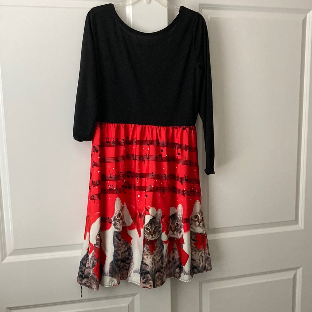 NWOT Black and Red Cat Print Dress